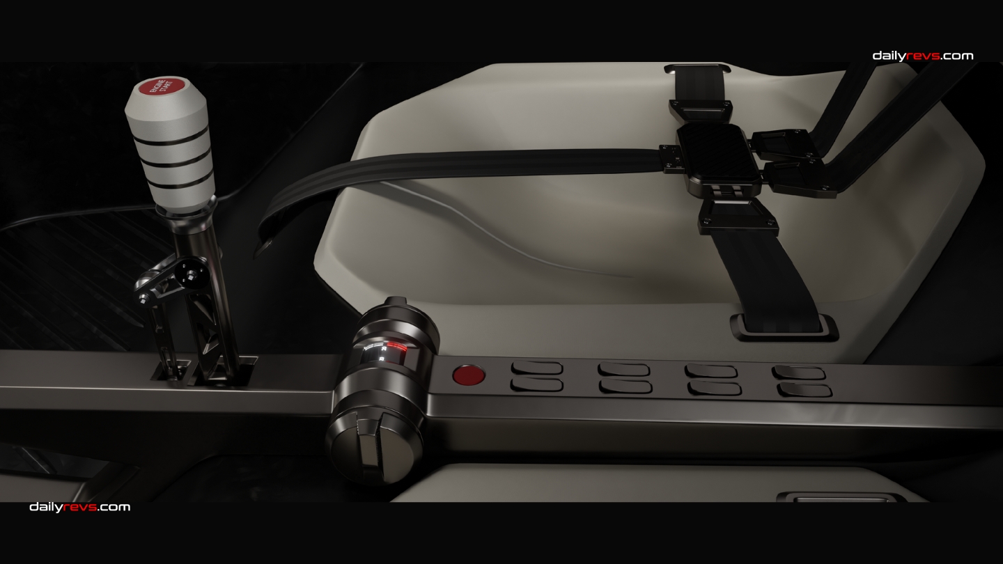 MARK 00 GT GRANITE centre console by Marco Basile with physical buttons, rotary control and exposed mechanical gear selector