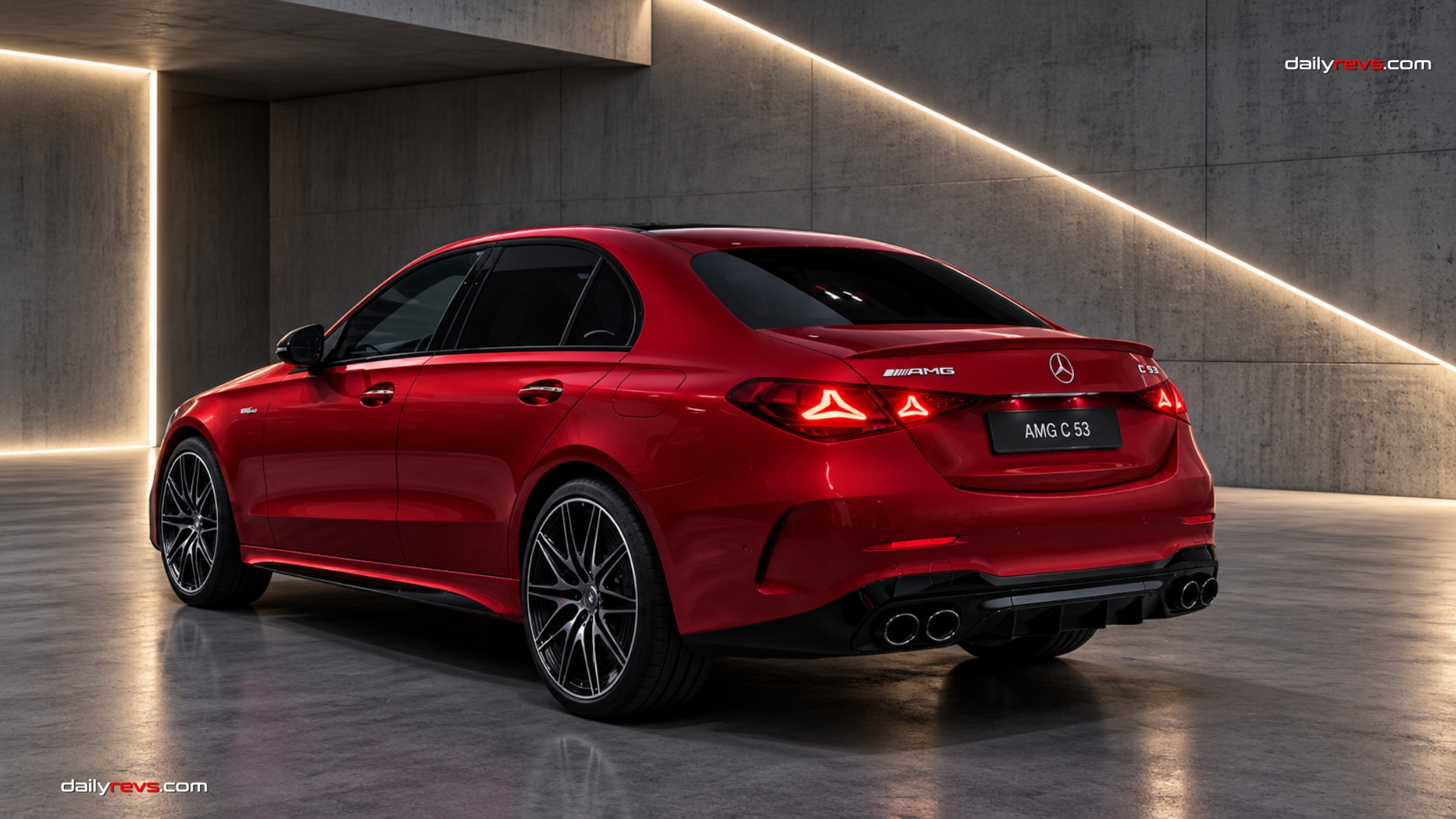 Rendering of C53 AMG's rear view in Patagonia Red made by DailyRevs Internal Designer